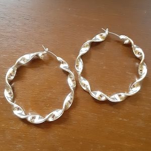 Silver plated twisted hoops